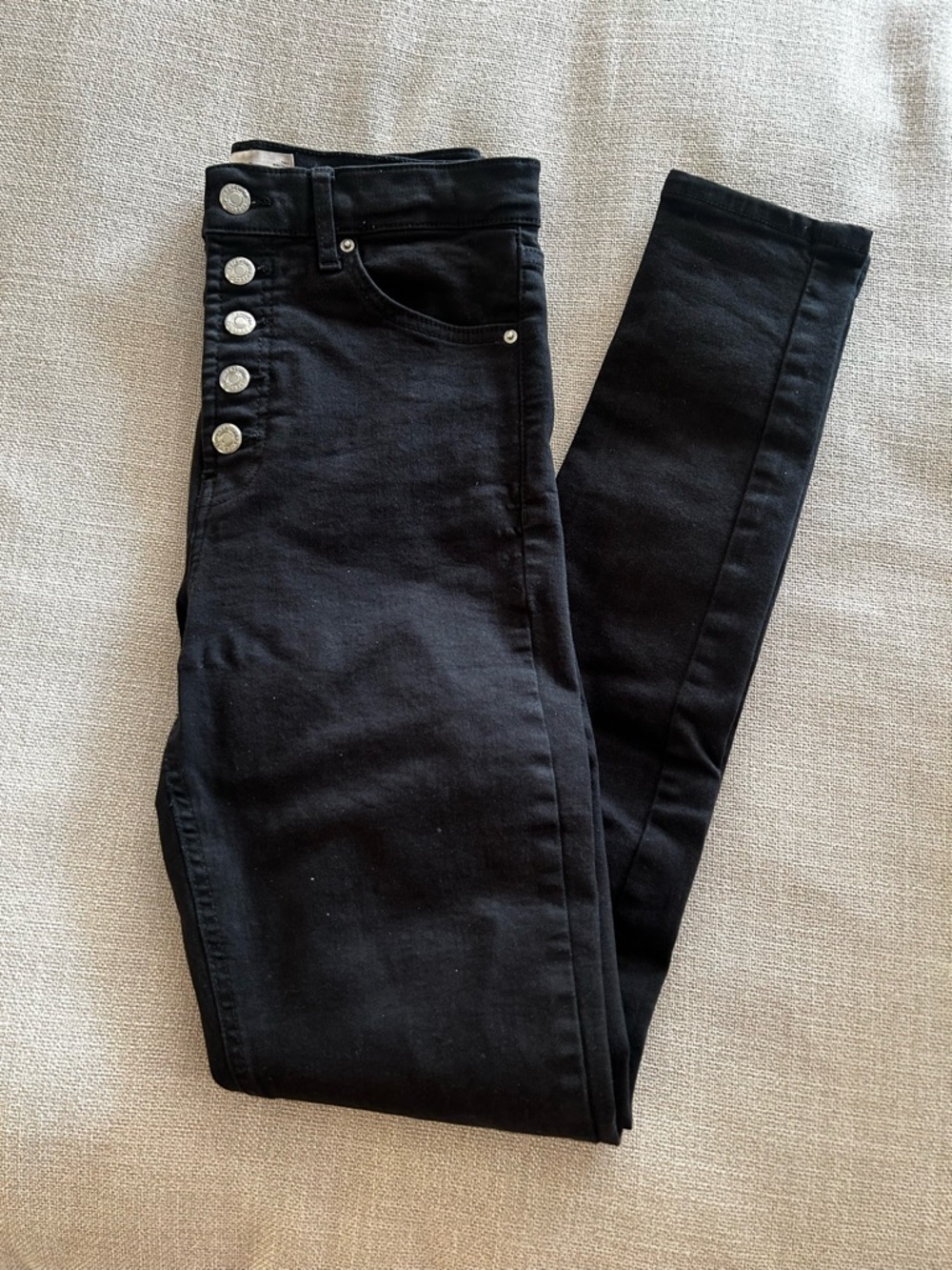 Top Shop High-Rise Black Women’s Skinny Jeans with Button Fly